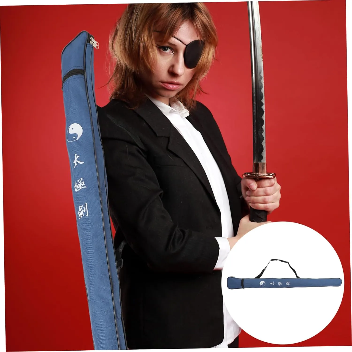 Tai Chi Sword Sets Prop Weapons Case Taichi Carrying Case Swords Cover Canvas Sword Cover Kung Fu Sword Holder Sword Carrying Bag Lengthen Blue Canvas Martial Arts Supplies