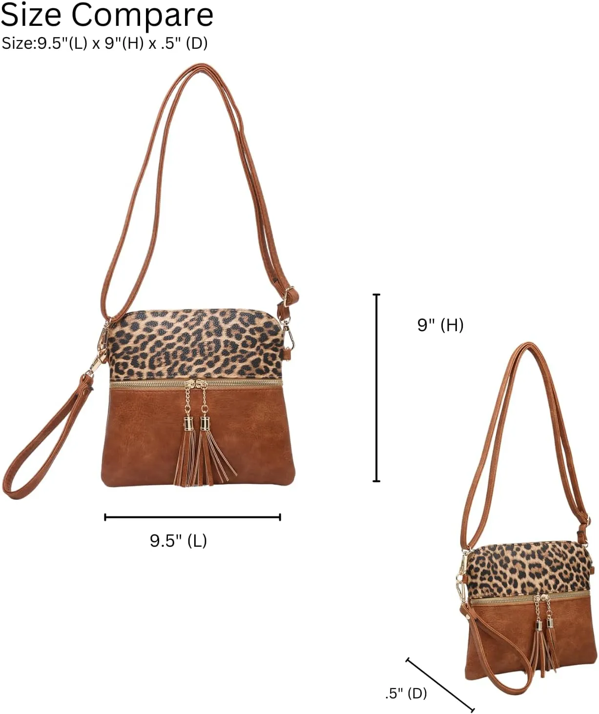 Tara Vegan Leather Crossbody Bags Wristlet Wallets Clutch Purses Shoulder Handbag with Tassel Zippers for Women