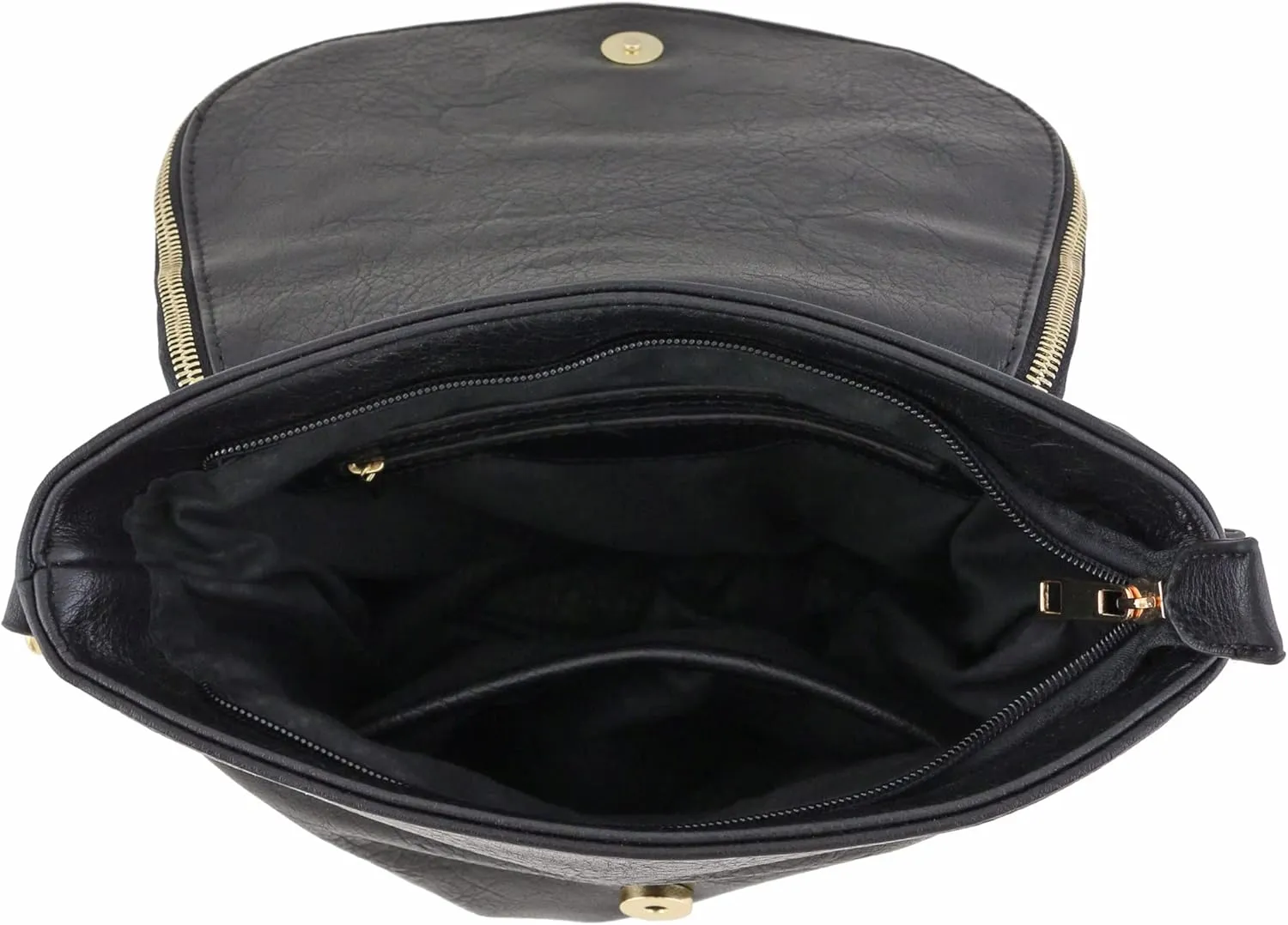 Tassel Accent Crossbody Bag with Flap Top (Black)