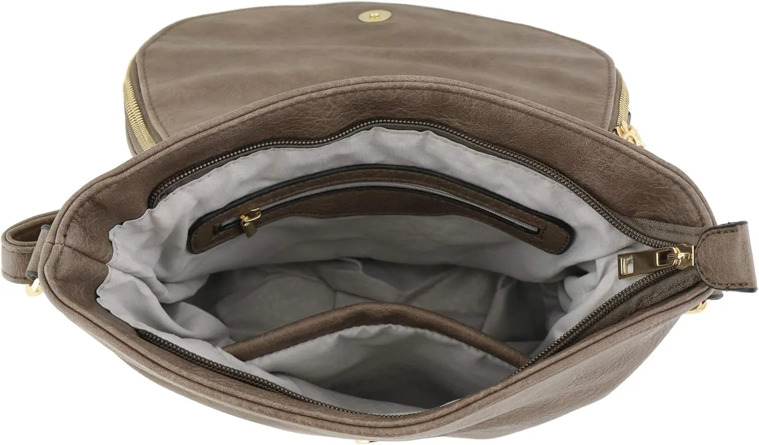 Tassel Accent Crossbody Bag with Flap Top (Taupe)
