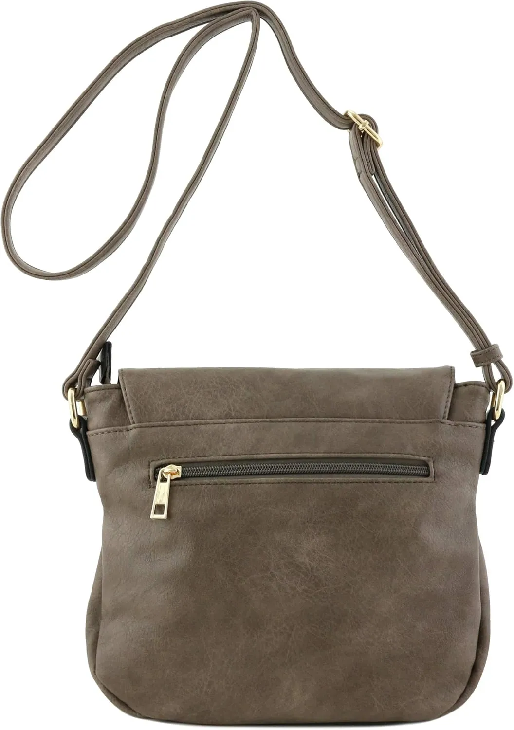 Tassel Accent Crossbody Bag with Flap Top (Taupe)