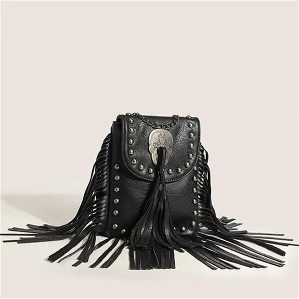 Tassel Handphone Crossbody Bag Handbag With Riveter With Chain Small Bag Supermini Bag Nano Mini Clinch Bolt