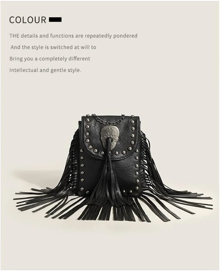 Tassel Handphone Crossbody Bag Handbag With Riveter With Chain Small Bag Supermini Bag Nano Mini Clinch Bolt