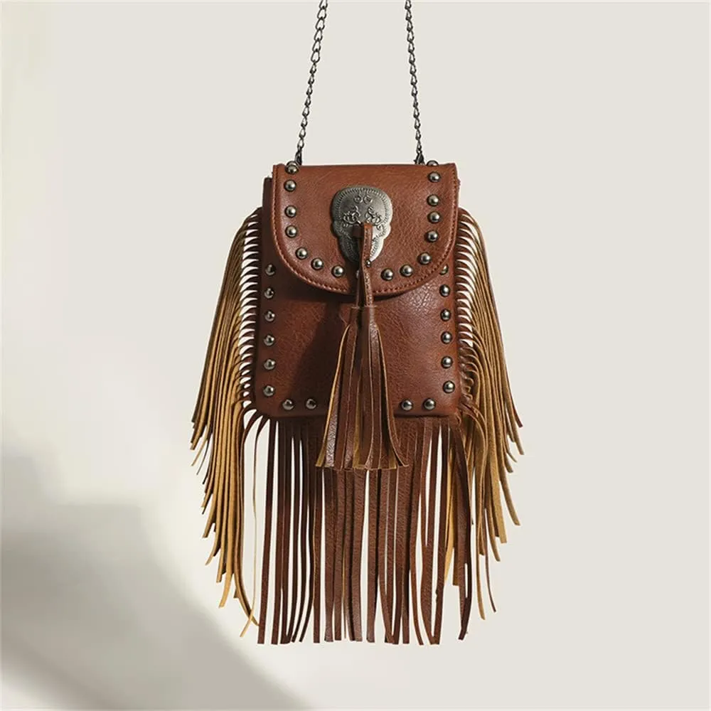Tassel Handphone Crossbody Bag Handbag With Riveter With Chain Small Bag Supermini Bag Nano Mini Clinch Bolt