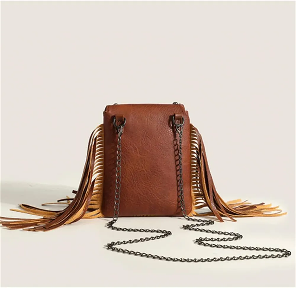 Tassel Handphone Crossbody Bag Handbag With Riveter With Chain Small Bag Supermini Bag Nano Mini Clinch Bolt