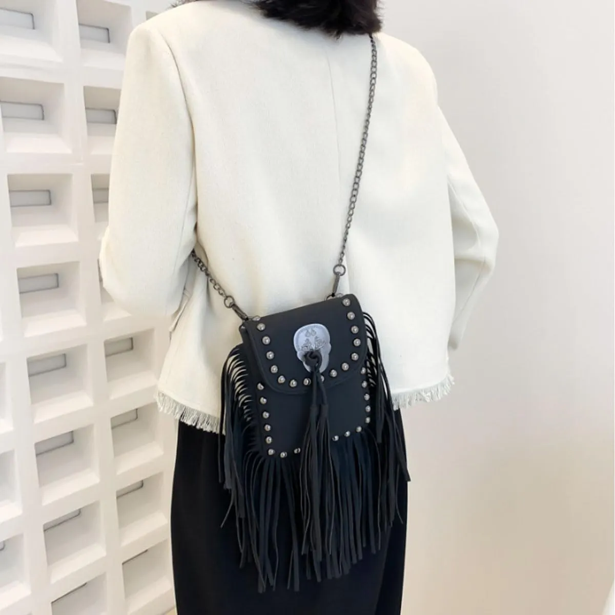 Tassel Purse for Women,Small Crossbody Bag for Ladies,Shoulder Bag with Tassel,Vintage PU Leather Satchel