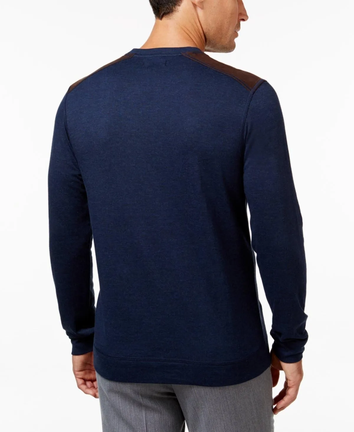 Tasso Elba Mens Shoulder Patch Pullover Sweater