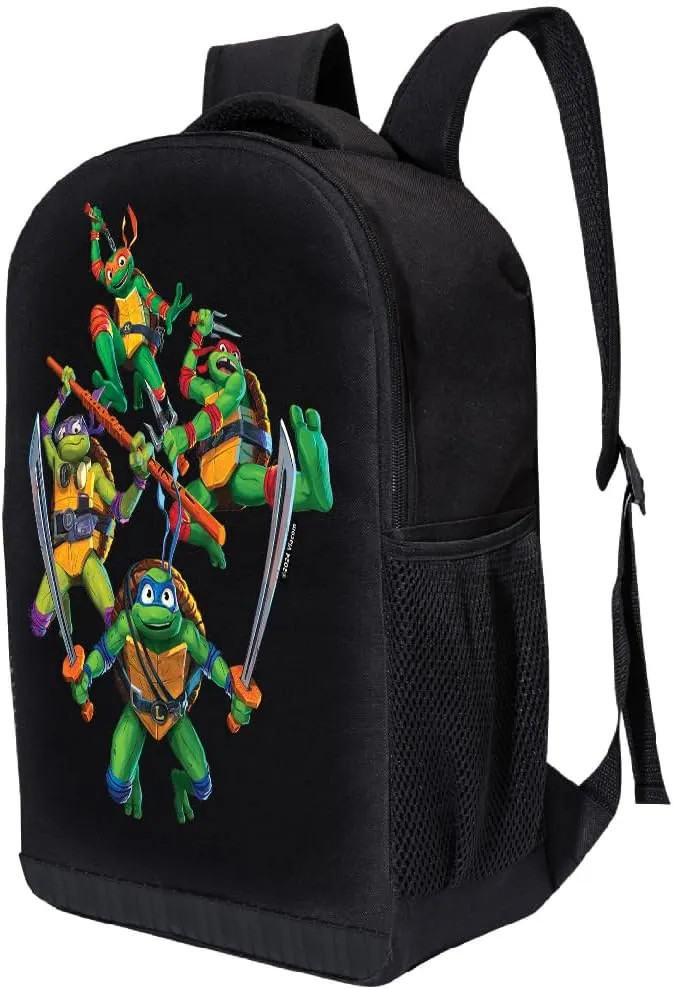Teenage Mutant Ninja Turtles Backpack Shoulder Bag for Boys, Girls, Toddlers - Leonardo, Donatello, Michelangelo and Raphael Cute Kids Backpack for School - 18" Inch Bookbag (Characters)