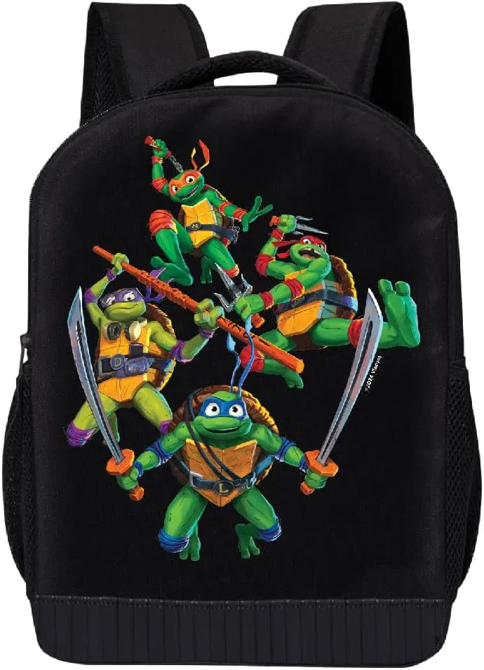 Teenage Mutant Ninja Turtles Backpack Shoulder Bag for Boys, Girls, Toddlers - Leonardo, Donatello, Michelangelo and Raphael Cute Kids Backpack for School - 18" Inch Bookbag (Characters)