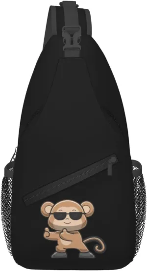 The Little Monkey Gave A Thumbs Up Crossbody Bags For Women Men Chest Backpack Gym Shoulder Bag Travel Outdoor Sports Casual Crossbody Bags