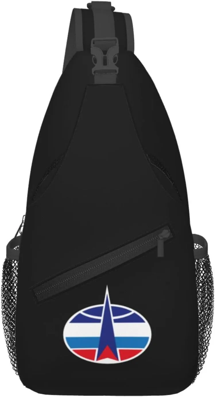 The Russian Federation Space Troops Collar Insignia Crossbody Bags For Women Men Chest Backpack Gym Shoulder Bag Travel Outdoor Sports Casual Crossbody Bags