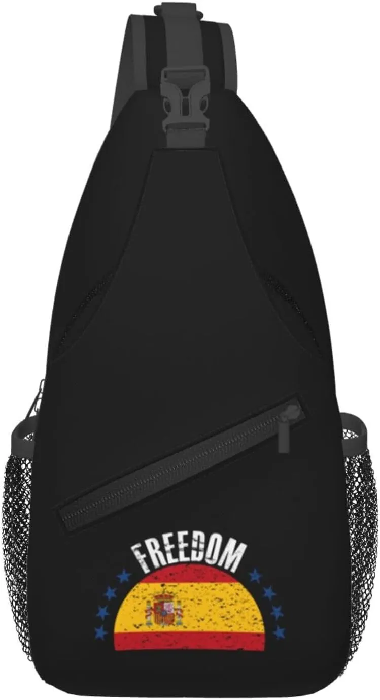The Spain Flag And Freedom Crossbody Bags For Women Men Chest Backpack Gym Shoulder Bag Travel Outdoor Sports Casual Crossbody Bags