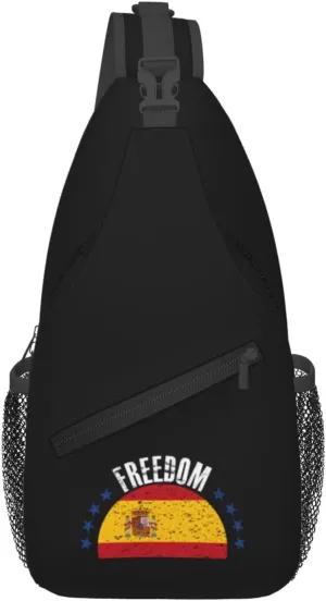 The Spain Flag And Freedom Crossbody Bags For Women Men Chest Backpack Gym Shoulder Bag Travel Outdoor Sports Casual Crossbody Bags