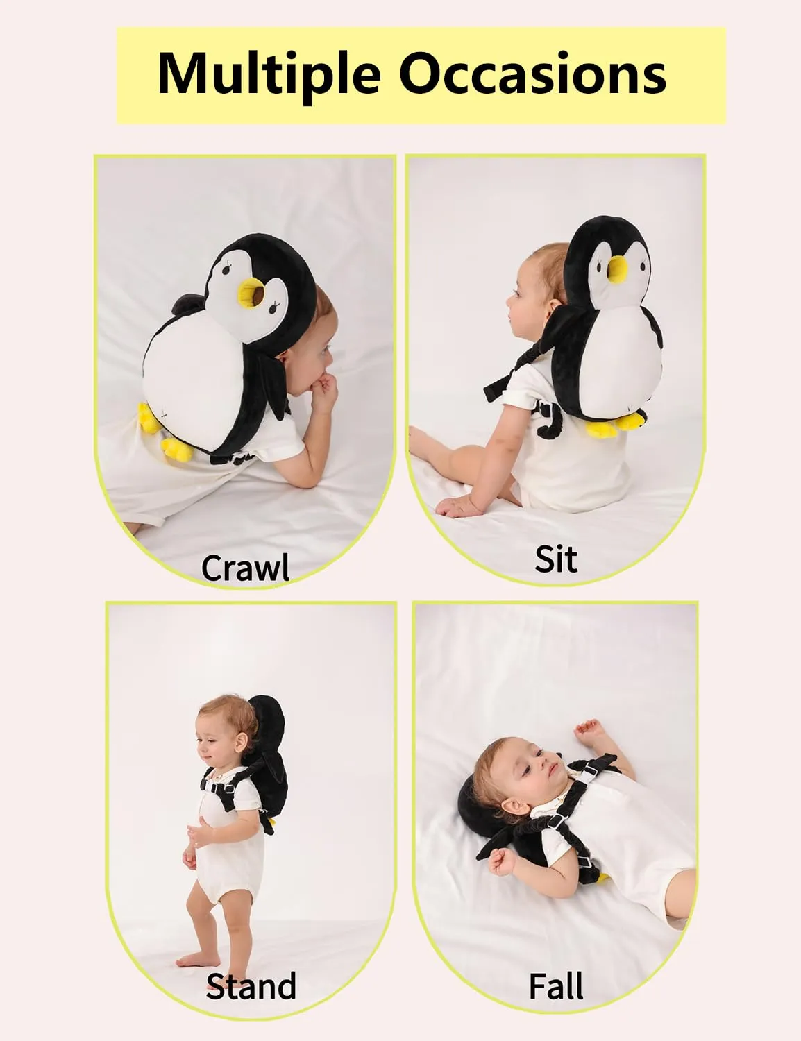Toddler Baby Head Protection Cushion Backpack Wear,Penguin