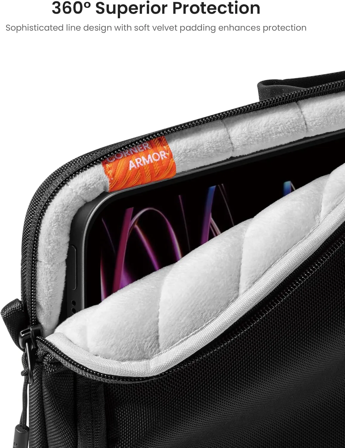 tomtoc 360 Protective Tablet Shoulder Bag compatible with 13-inch iPad Pro M4/13-inch iPad Air M2 with Magic Keyboard 2024, 12.9-inch iPad Pro 6th/5th/4th/3rd Gen, Water-Repellent Tablet Case Sleeve