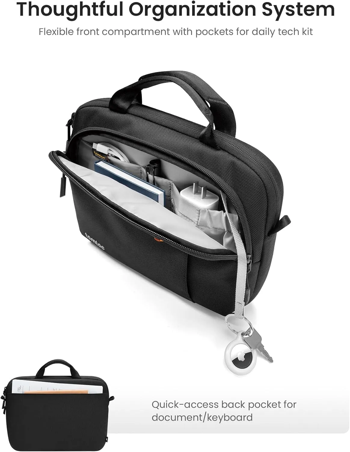 tomtoc 360 Protective Tablet Shoulder Bag compatible with 13-inch iPad Pro M4/13-inch iPad Air M2 with Magic Keyboard 2024, 12.9-inch iPad Pro 6th/5th/4th/3rd Gen, Water-Repellent Tablet Case Sleeve