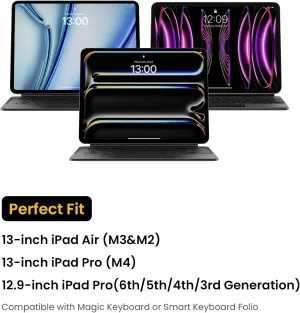 tomtoc 360 Protective Tablet Shoulder Bag compatible with 13-inch iPad Pro M4/13-inch iPad Air M2 with Magic Keyboard 2024, 12.9-inch iPad Pro 6th/5th/4th/3rd Gen, Water-Repellent Tablet Case Sleeve