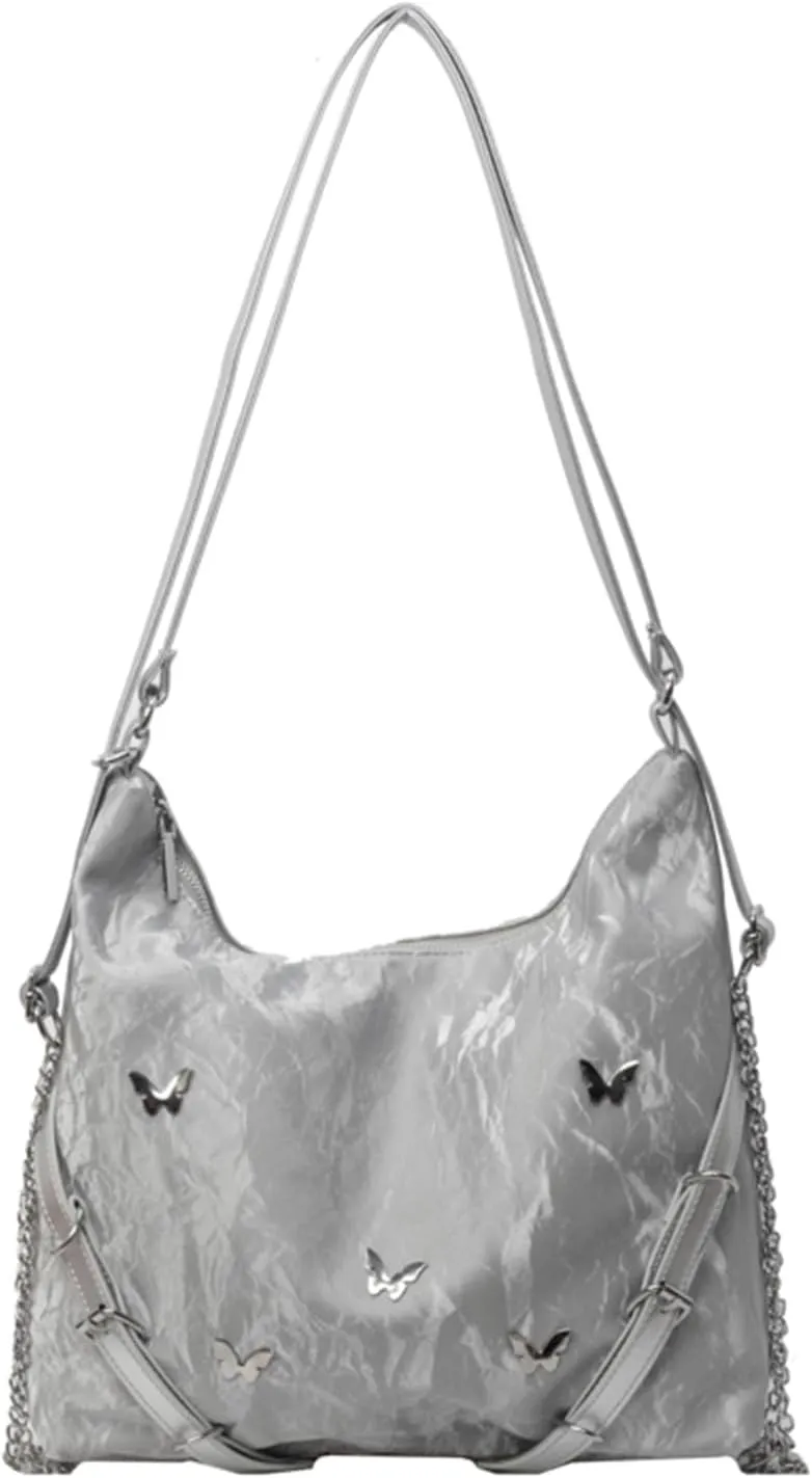 Tote Bag For Woman, Fashion PU Velvet Bag with Elegant Butterfly Decoration, Single/Double/Hand Strap Options