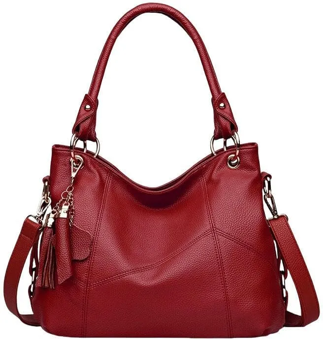Tote Bag for Women Large Capacity Tote Bag Fashionable Litchi Tassel Commuter Shoulder Handbag