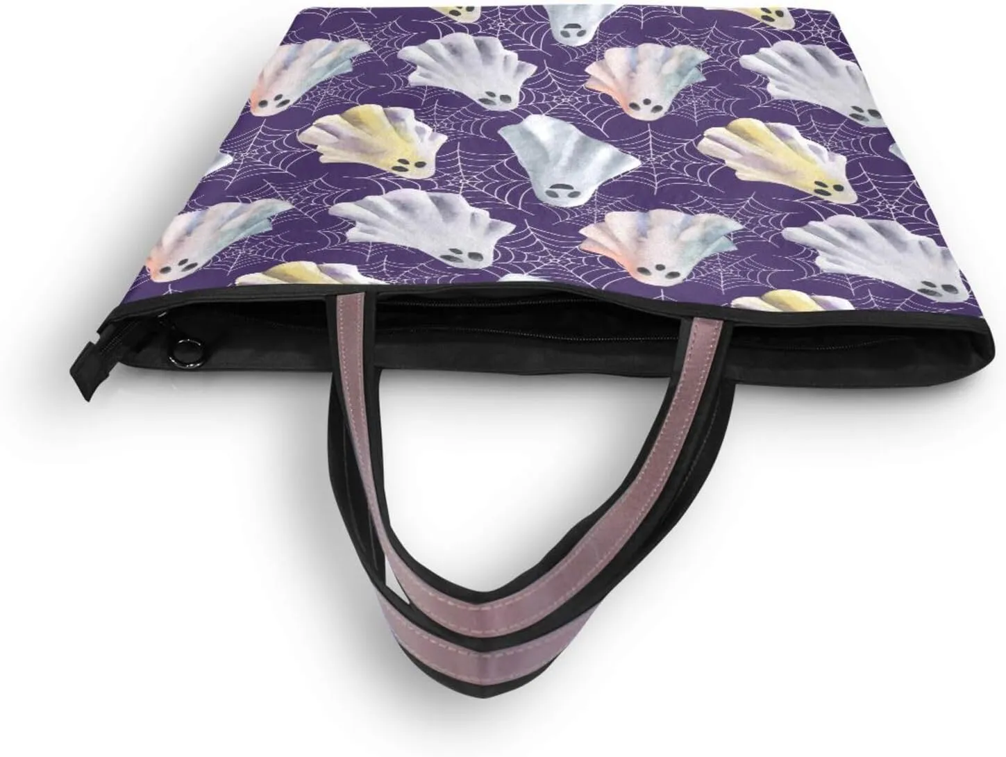 Tote Bag for Women with Zipper and Pockets,Polyester Tote Bag Pattern Tote Purse Women Handbag