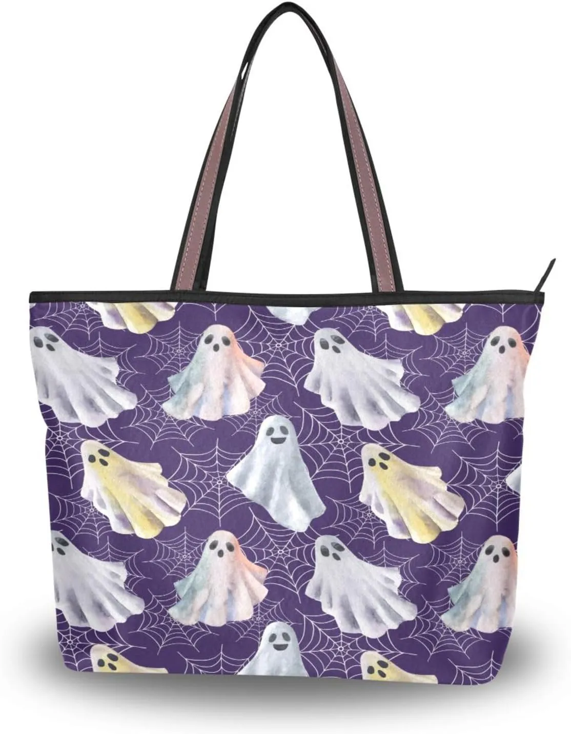 Tote Bag for Women with Zipper and Pockets,Polyester Tote Bag Pattern Tote Purse Women Handbag