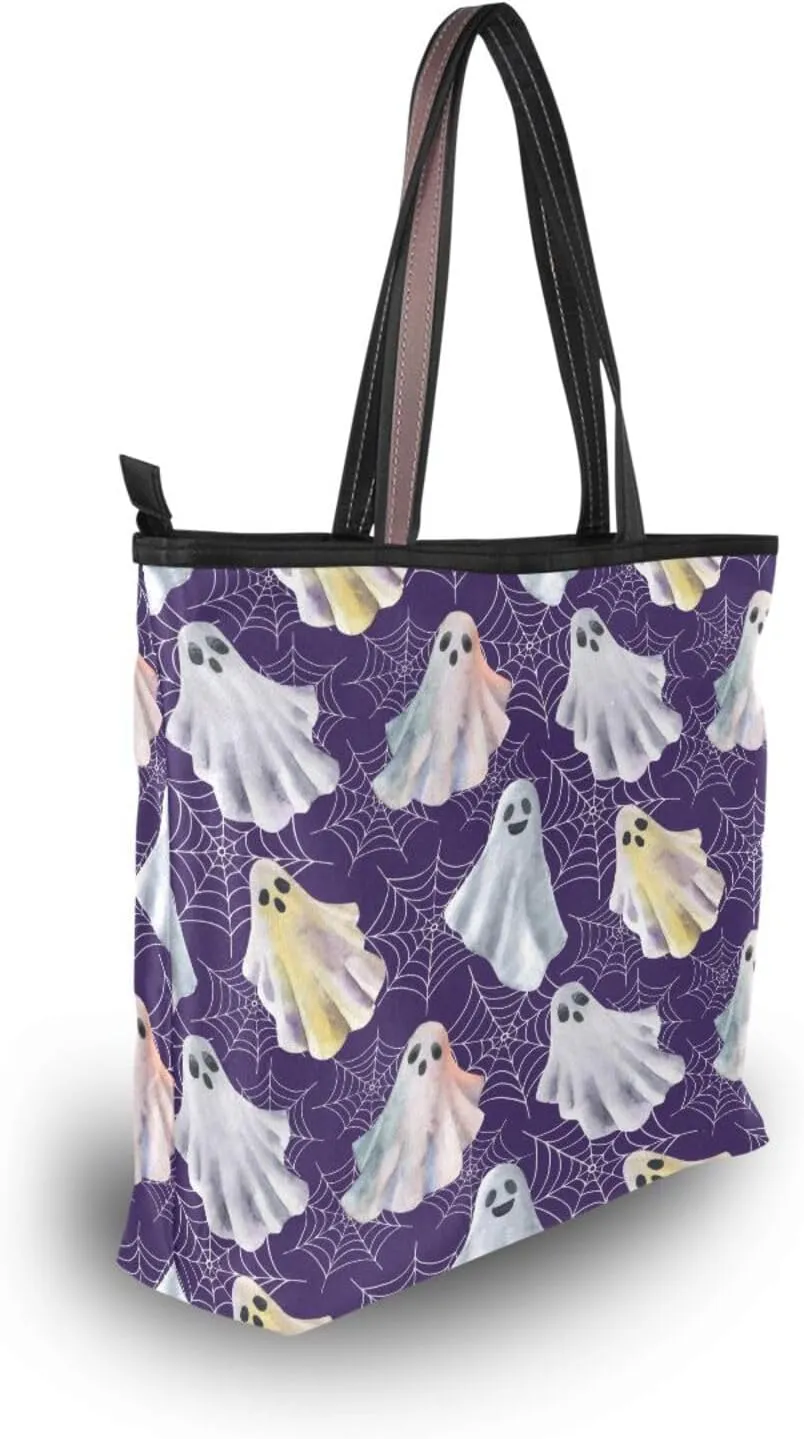 Tote Bag for Women with Zipper and Pockets,Polyester Tote Bag Pattern Tote Purse Women Handbag
