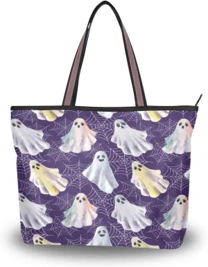Tote Bag for Women with Zipper and Pockets,Polyester Tote Bag Pattern Tote Purse Women Handbag