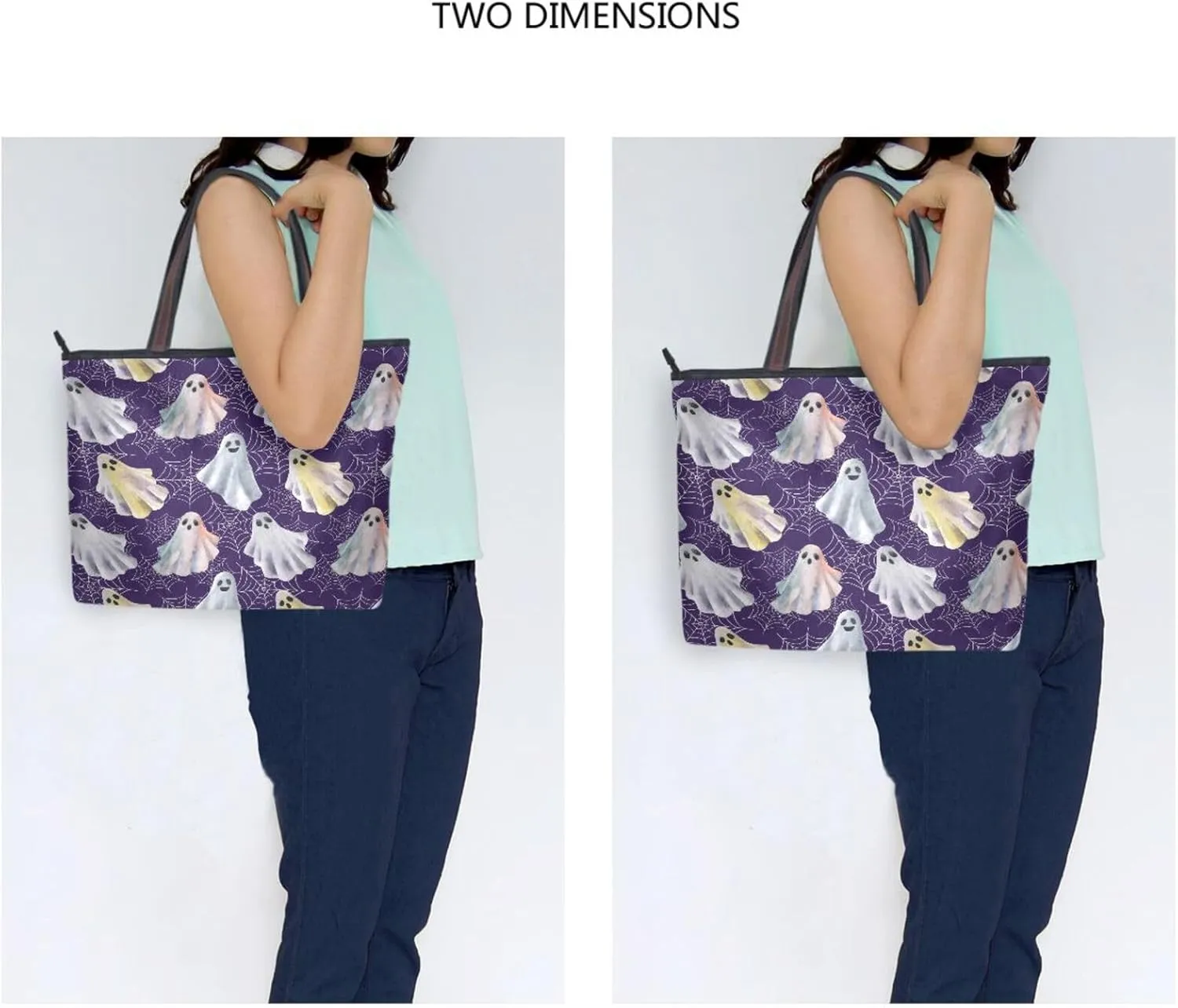 Tote Bag for Women with Zipper and Pockets,Polyester Tote Bag Pattern Tote Purse Women Handbag