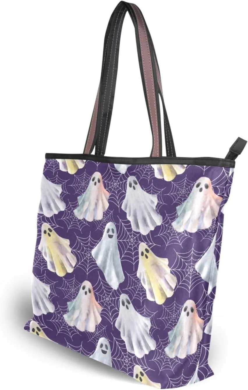Tote Bag for Women with Zipper and Pockets,Polyester Tote Bag Pattern Tote Purse Women Handbag