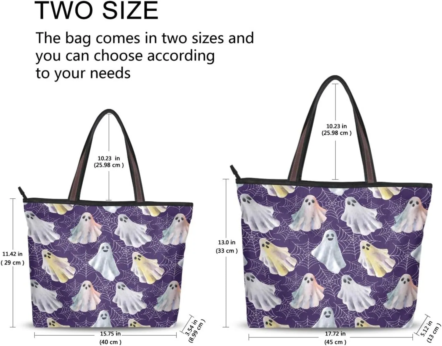 Tote Bag for Women with Zipper and Pockets,Polyester Tote Bag Pattern Tote Purse Women Handbag