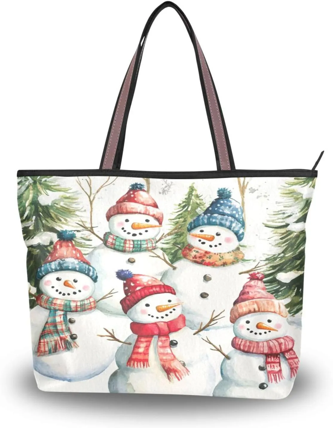 Tote Bag for Women with Zipper,Polyester Tote Purse Holiday Tote Bag Work Handbag Women Gift