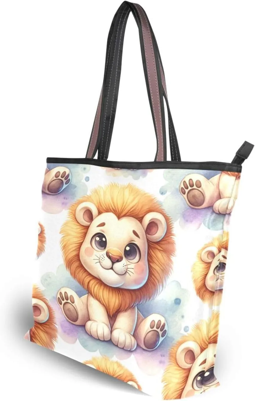 Tote Bag for Women with Zipper,Polyester Tote Purse Holiday Tote Bag Work Handbag Women Gift