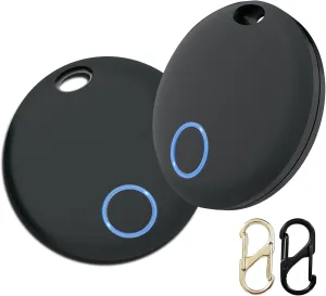 Tracker Tags 2 Pack, Luggage Tracking Compatible With TUYA APP, iOS and Android, Key Finder Locator With Sound, Smart Item Finder for Keys, Bags, Suitcases, Black