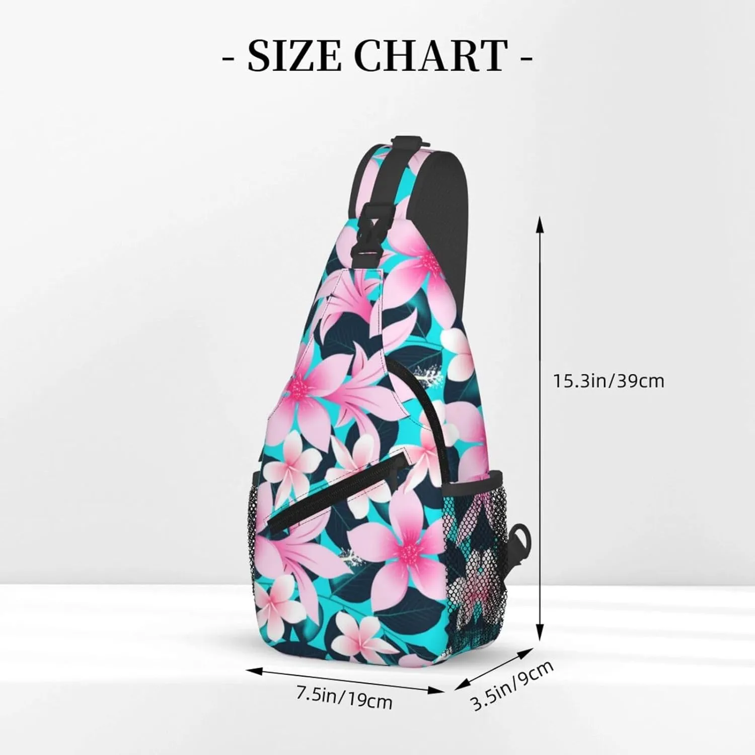 Tropical Hawaiian Flowers Sling Backpack, Multipurpose Crossbody Shoulder Bag Travel Hiking Daypack for Women Men