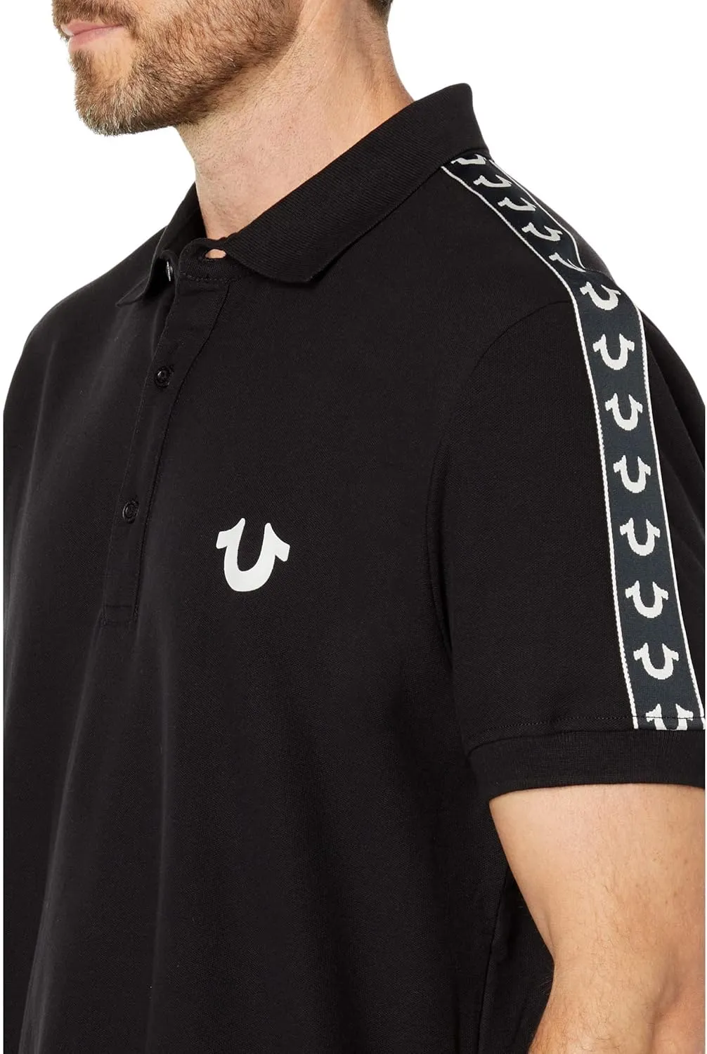 True Religion Men's Damask Short Sleeve Polo