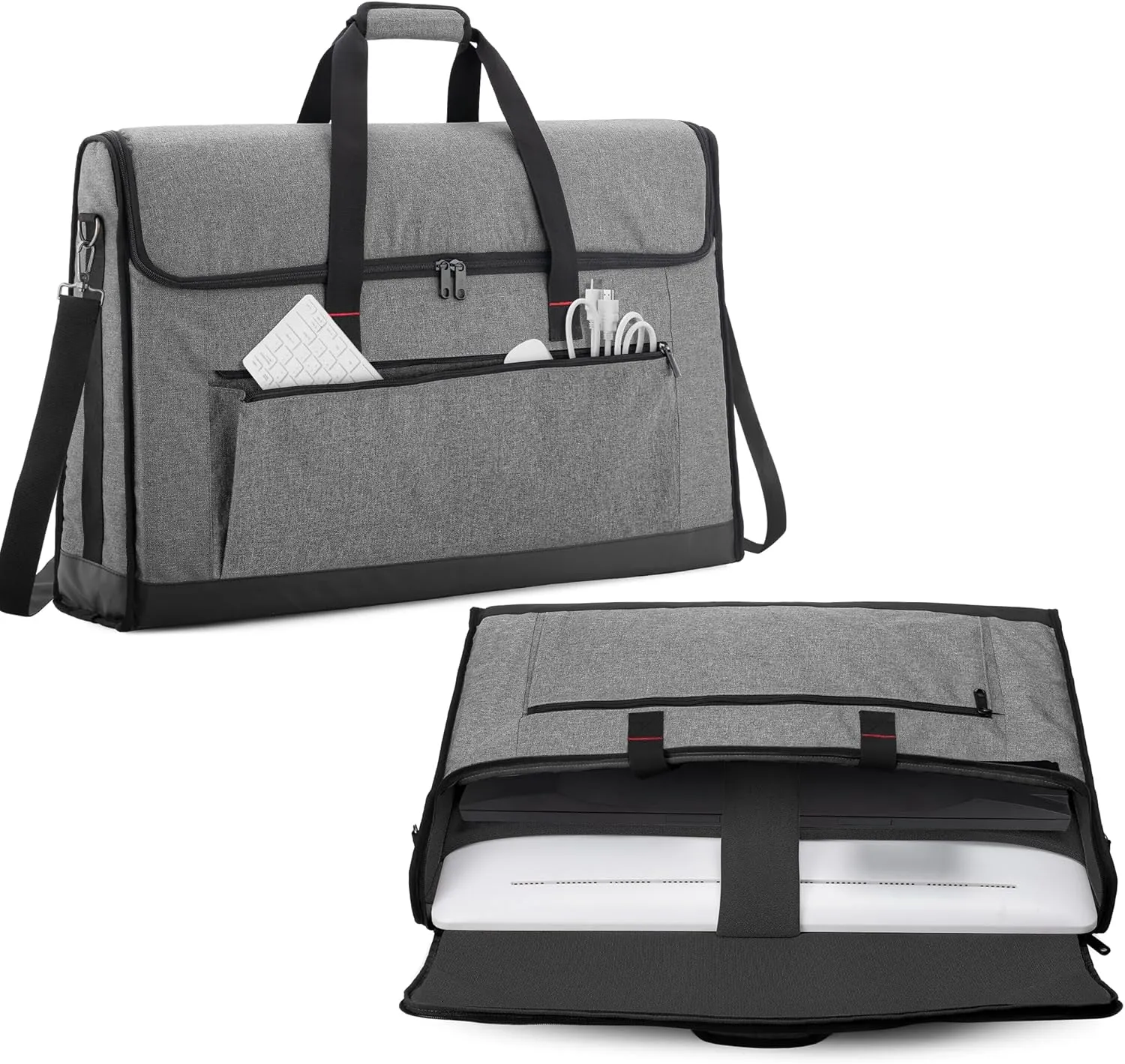 Trunab Monitor Carrying Case 24-27 Inch Padded Travel Bag Hold Up to 2 LCD Screens/TVs, Not Compatible with iMac, with Accessories Pocket, Shoulder Strap
