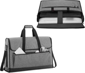 Trunab Monitor Carrying Case 24 Inch Padded Travel Bag Hold Up to 2 LCD Screens/TVs, Not Compatible with iMac, with Accessories Pocket, Shoulder Strap, PU Bottom, Grey