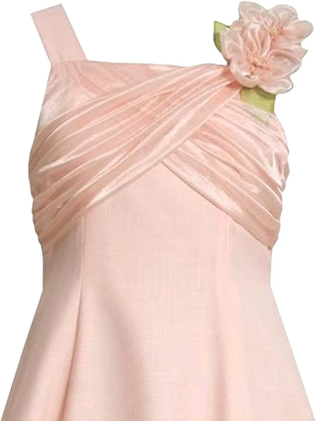 Tween Girls 7-16 Peach-Orange Crossover Upsweep Fit-N-Flare Linen Dress