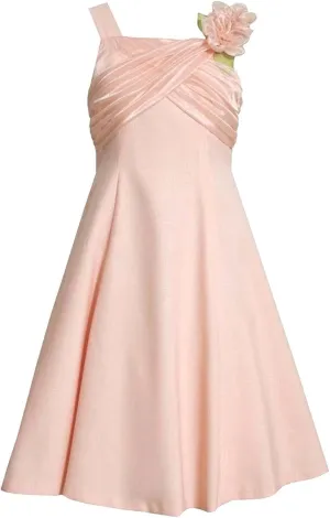 Tween Girls 7-16 Peach-Orange Crossover Upsweep Fit-N-Flare Linen Dress