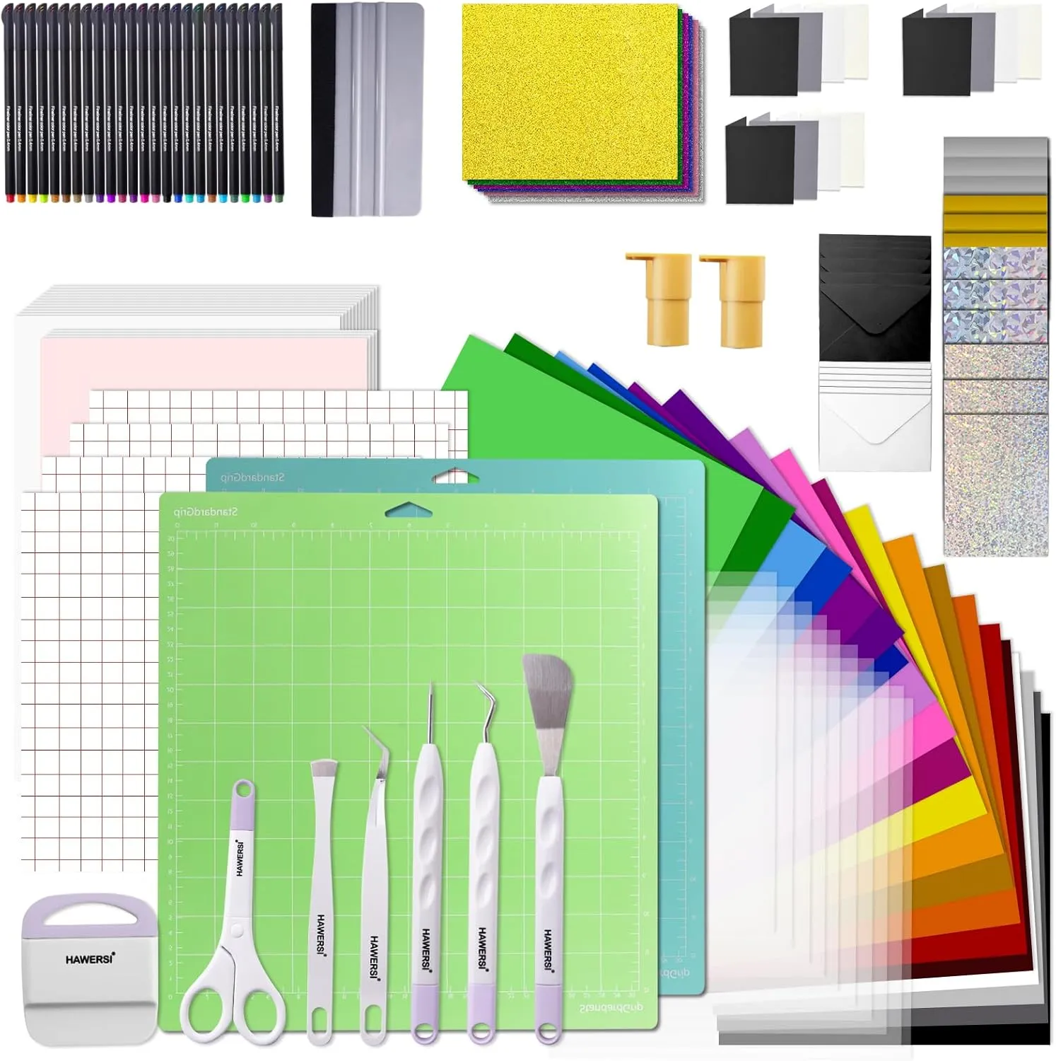 Ultimate Accessories and Supplies Bundle for Cricut Makers and All Explore Air with Adhesive Vinyl,Sublimation Paper,Card Kit,Weeding Tools,All-in-1 Craft Starter Kit for Crafting Projects