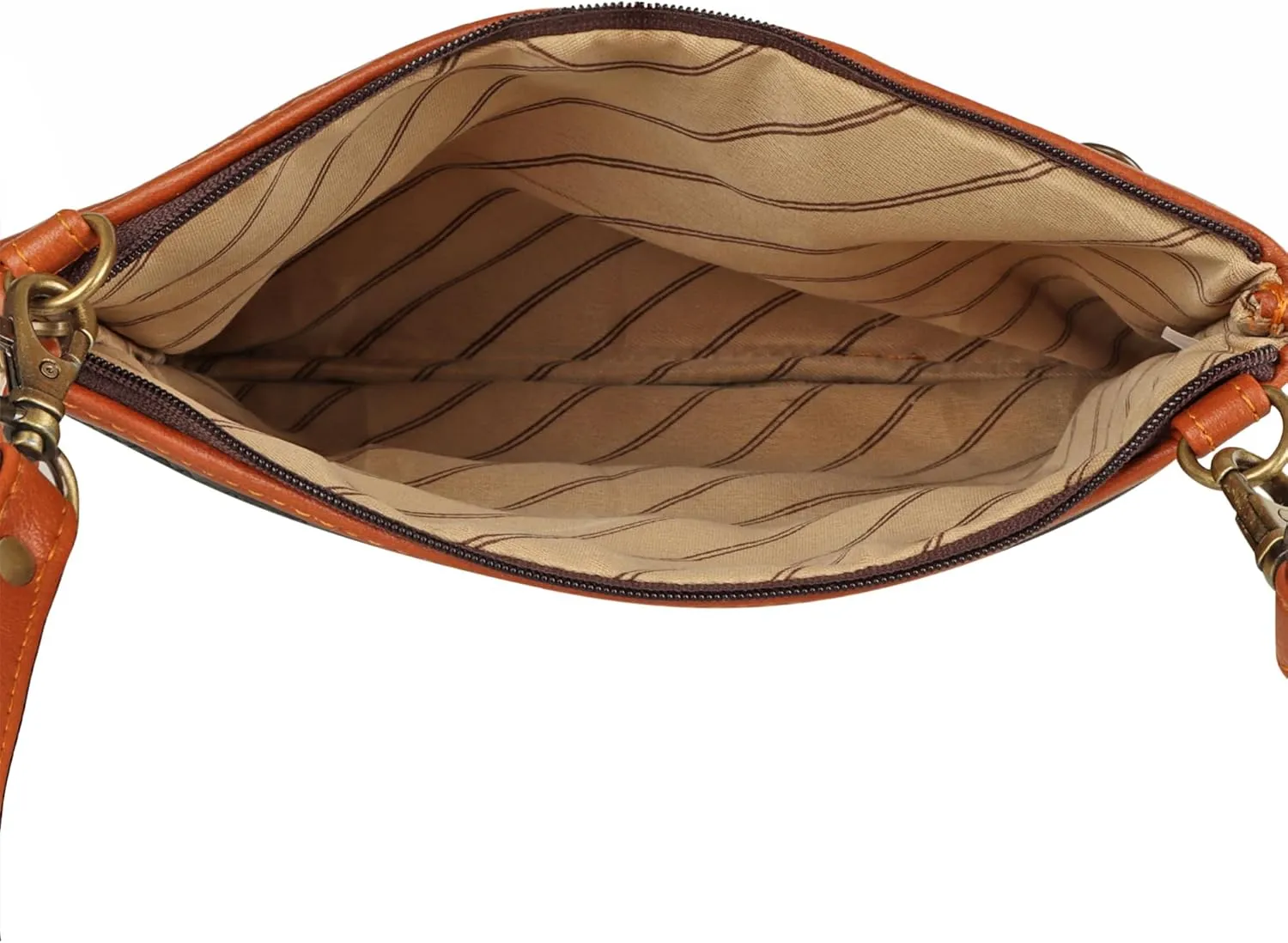 Vaan & Co. Grayson Wide Crossbody Bag – Upcycled Genuine Leather Purse with Top Flap & Tassel