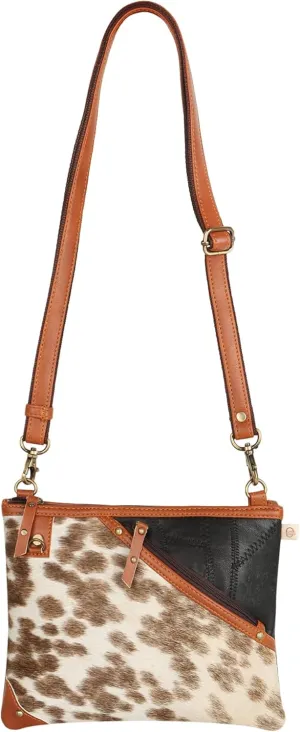 Vaan & Co. Grayson Wide Crossbody Bag – Upcycled Genuine Leather Purse with Top Flap & Tassel