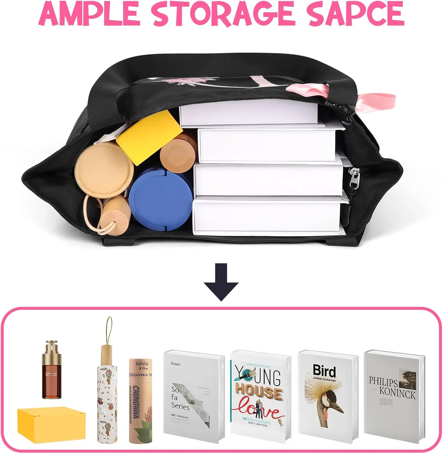 Vavabox Tote bag, Initial Tote bag and Makeup Bag, Gifts for Women
