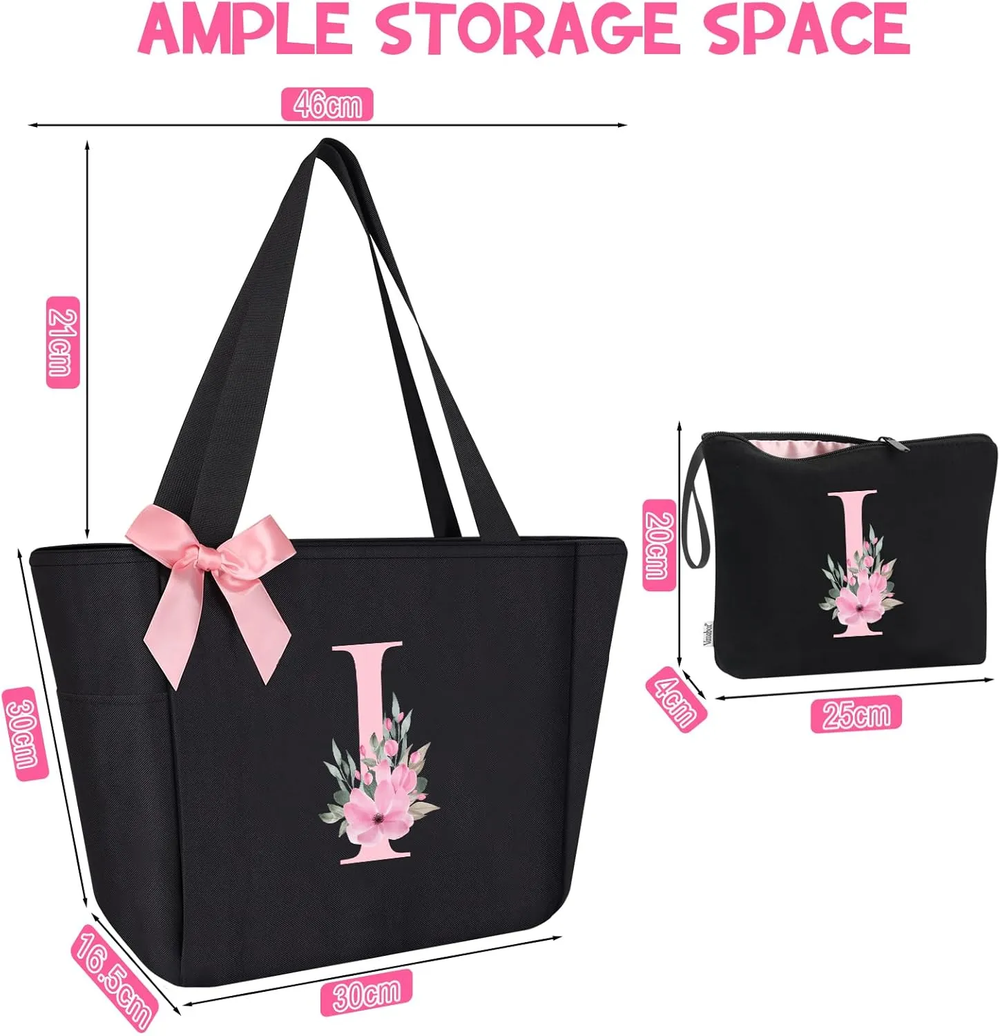 Vavabox Tote bag, Initial Tote bag and Makeup Bag, Gifts for Women