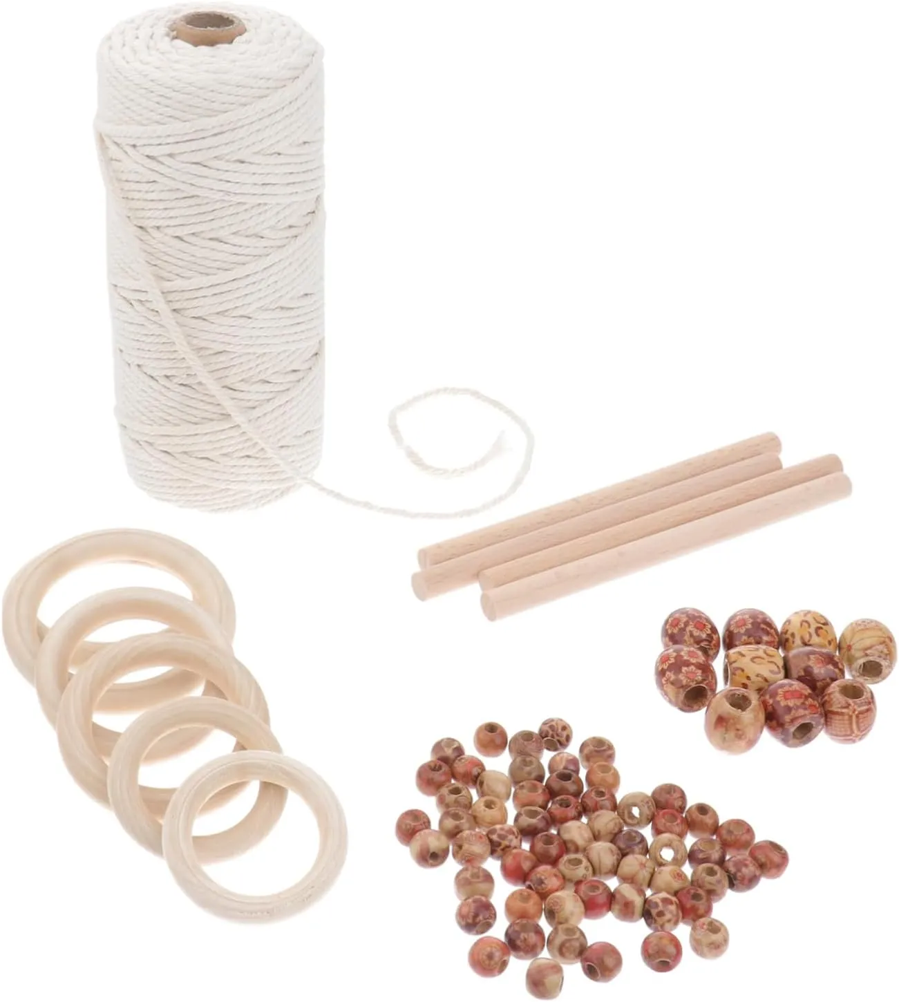Veemoon 1 Set Tapestry Material Kit Complete Flower Pot Holder Rope Weaving with Rods for Wall Decor Plant Hangers Bags and Crafts