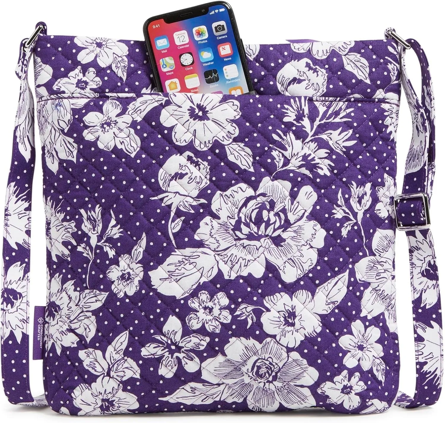 Vera Bradley Women's Cotton Collegiate Triple Zip Hipster Crossbody Purse (Multiple Teams Available)
