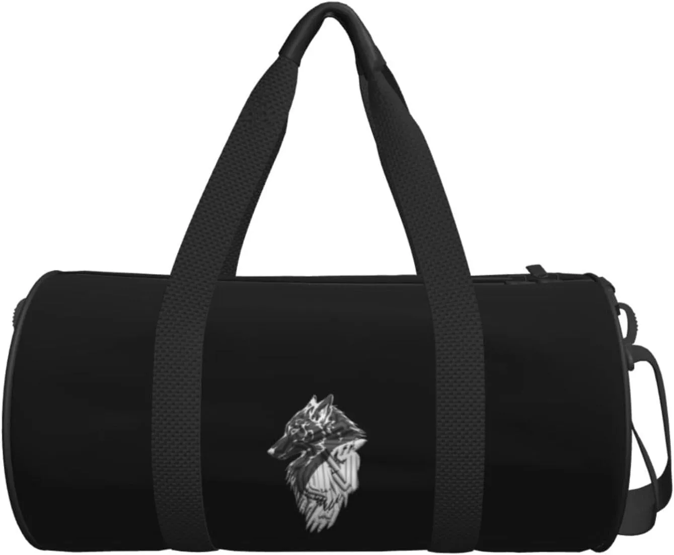 Viking Norse Wolf Raven Travel Luggage Duffel Bag Sports Rolling Foldable Duffel Bag, Black