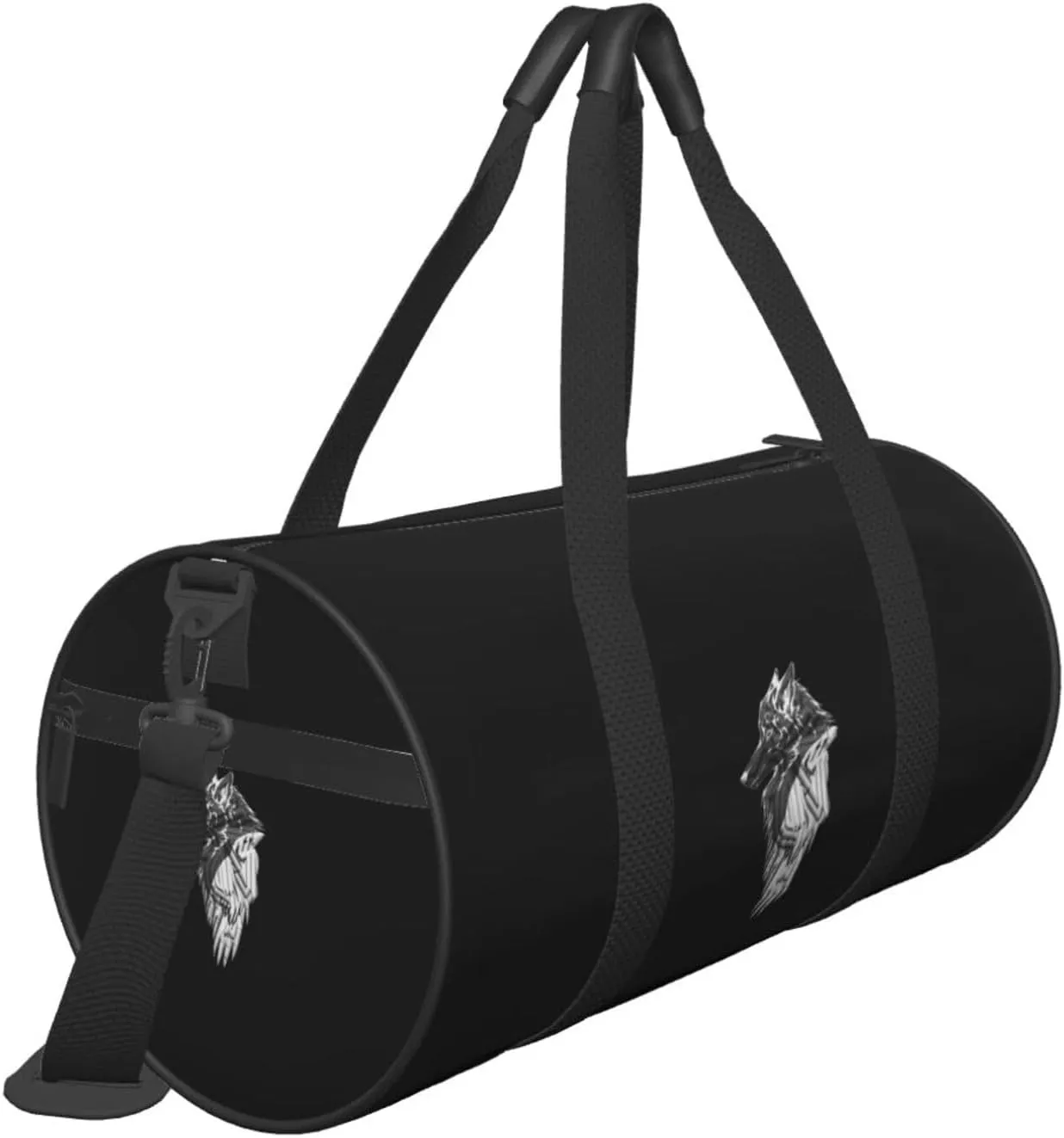 Viking Norse Wolf Raven Travel Luggage Duffel Bag Sports Rolling Foldable Duffel Bag, Black
