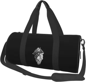 Viking Norse Wolf Raven Travel Luggage Duffel Bag Sports Rolling Foldable Duffel Bag, Black