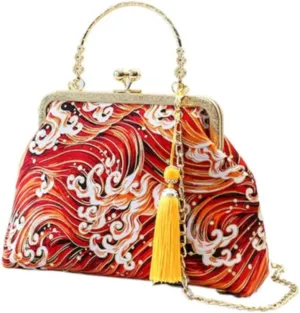 Vintage Evening Chain Handbag with Embroidered for Women Chinese Purse Crossbody Evening clutch bag